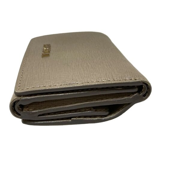 Auth FURLA - Gray Beige Leather Trifold Wallet - Picture 6 of 11